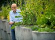 Lambert achter plantenbak